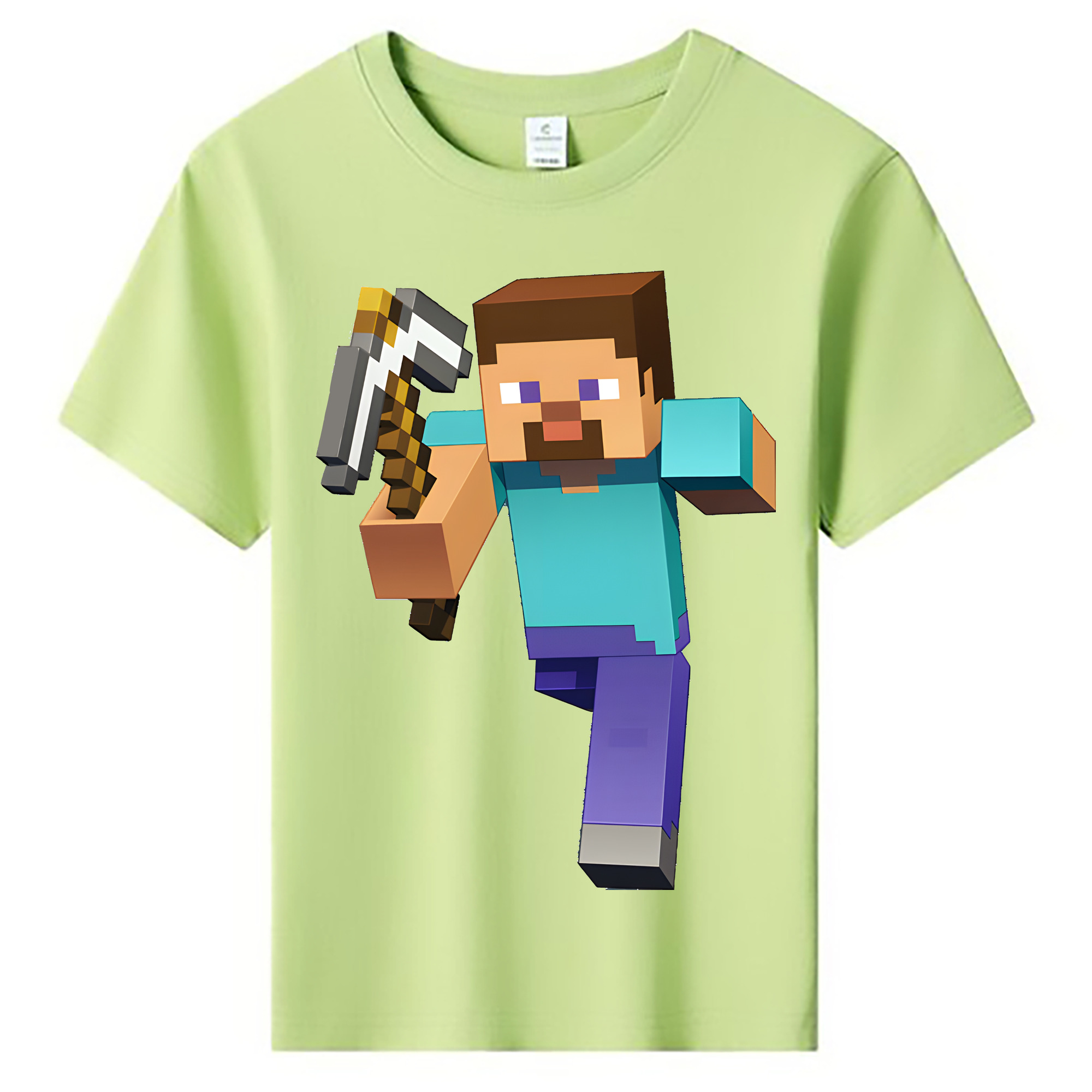 （画像用） マインクラフト ブロックの世界 Minecraft MC Block world 綿100％キッズTシャツ（フロントプリント）